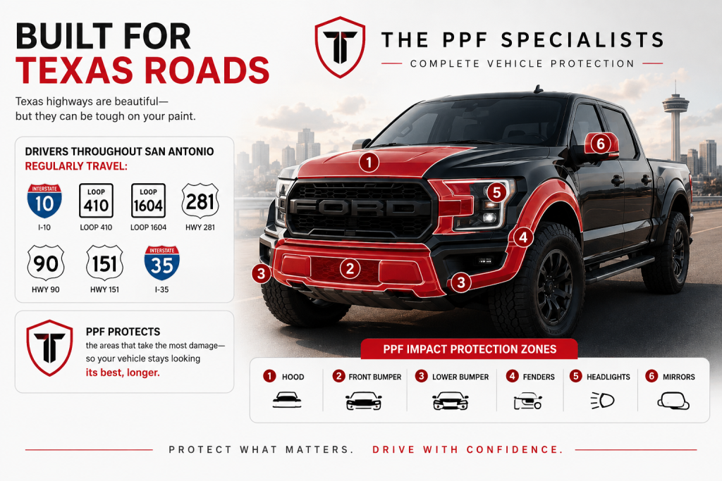 Paint protection film built for Texas roads in San Antonio